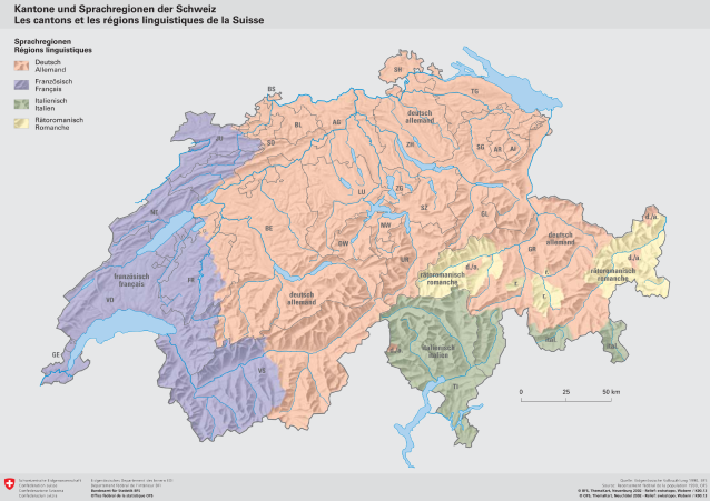 Les cantons et les régions linguistiques de la Suisse