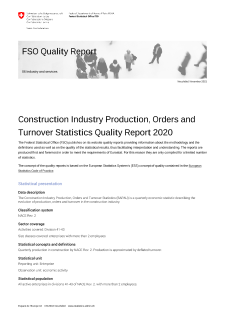 Construction Industry Production, Orders and Turnover Statistics Quality Report 2020