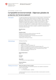 Comptabilité environnementale - Compte des dépenses de protection de l'environnement