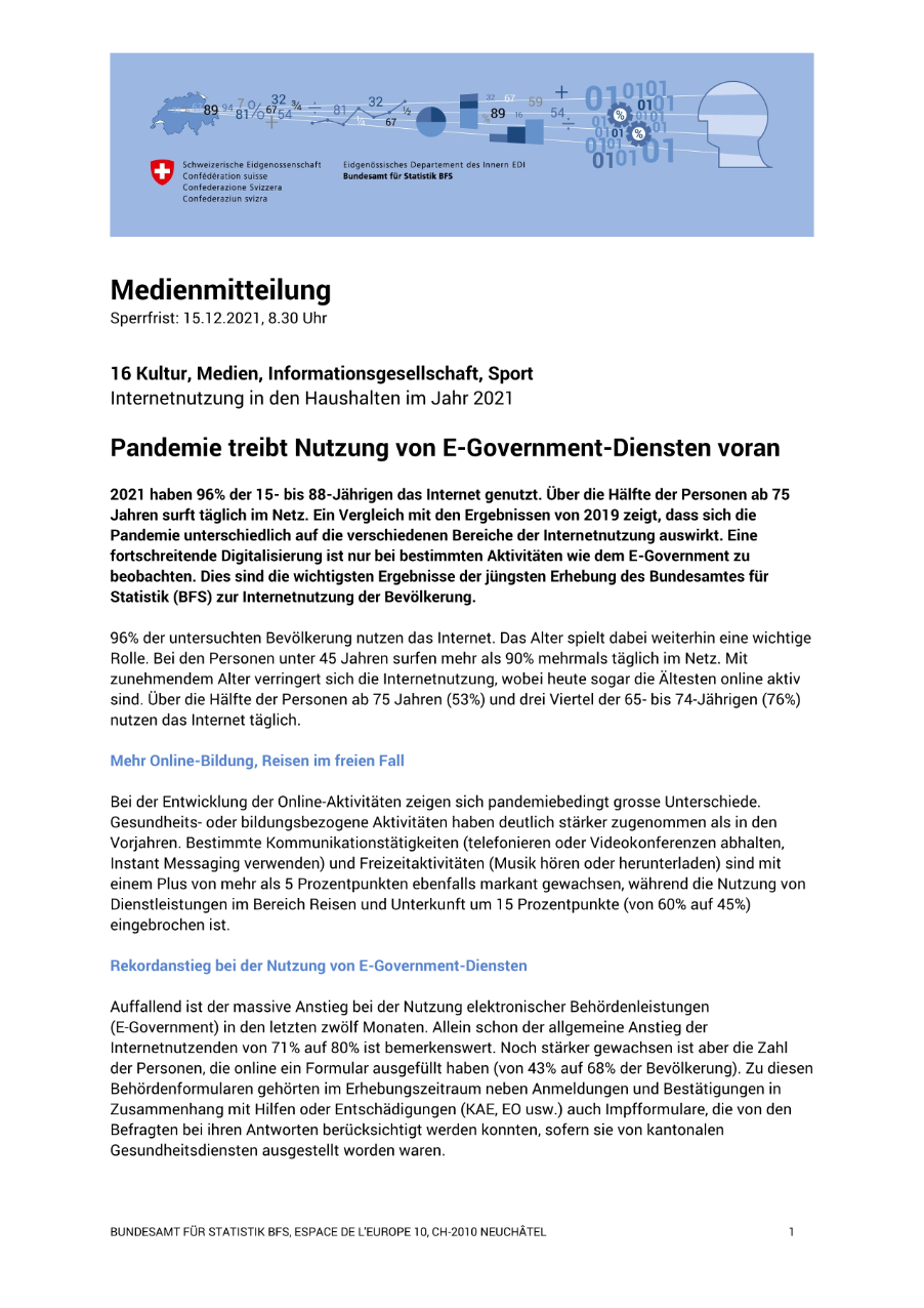 Pandemie treibt Nutzung von E-Government-Diensten voran