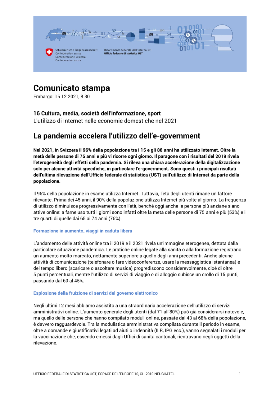 La pandemia accelera l'utilizzo dell'e-government