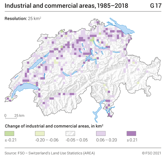 Industrial and commercial areas