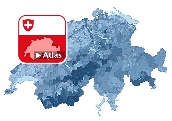 Anteil der Wasser- und Feuchtflächen* (Wasser, Gletscher, Nassstandorte) an der Gesamtfläche, 2013/18