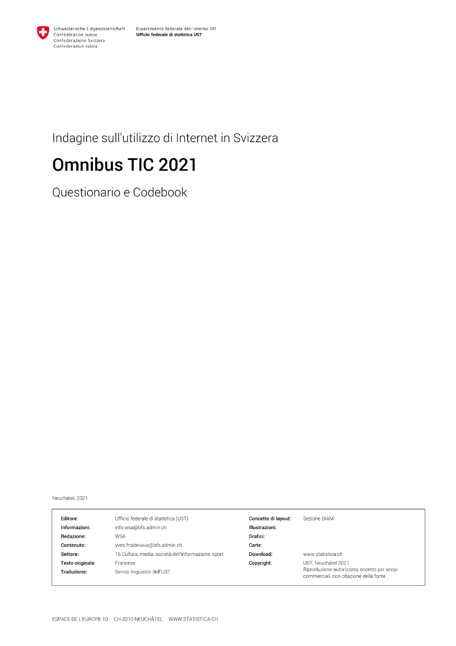 Indagine sull'utilizzo di Internet 2021 - Questionario e Codebook