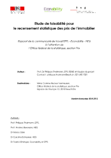 Etude de faisabilité pour le recensement statistique des prix de l'immobilier Rapport de la communatué de travail EPFL - Econability - HEG)