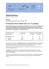 Die Baupreise sind im Oktober 2021 um 2,7% gestiegen