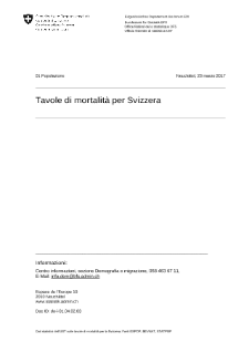 Tavole di mortalità per Svizzera