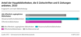 Anteil der Hauptbibliotheken, die E-Zeitschriften und E-Zeitungen anbieten, 2020