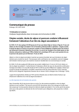 Origine sociale, durée de séjour et parcours scolaire influencent fortement l'obtention d'un titre du degré secondaire II