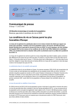 Les conditions de vie en Suisse parmi les plus favorables d'Europe