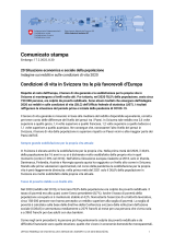 Condizioni di vita in Svizzera tra le più favorevoli d'Europa