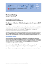 Umsätze im Schweizer Detailhandel gehen im November 2021 nach oben