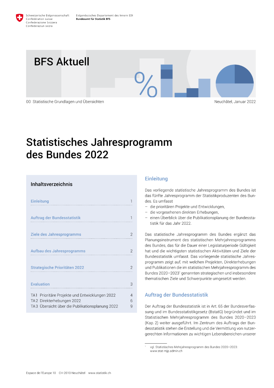Statistisches Jahresprogramm des Bundes 2022