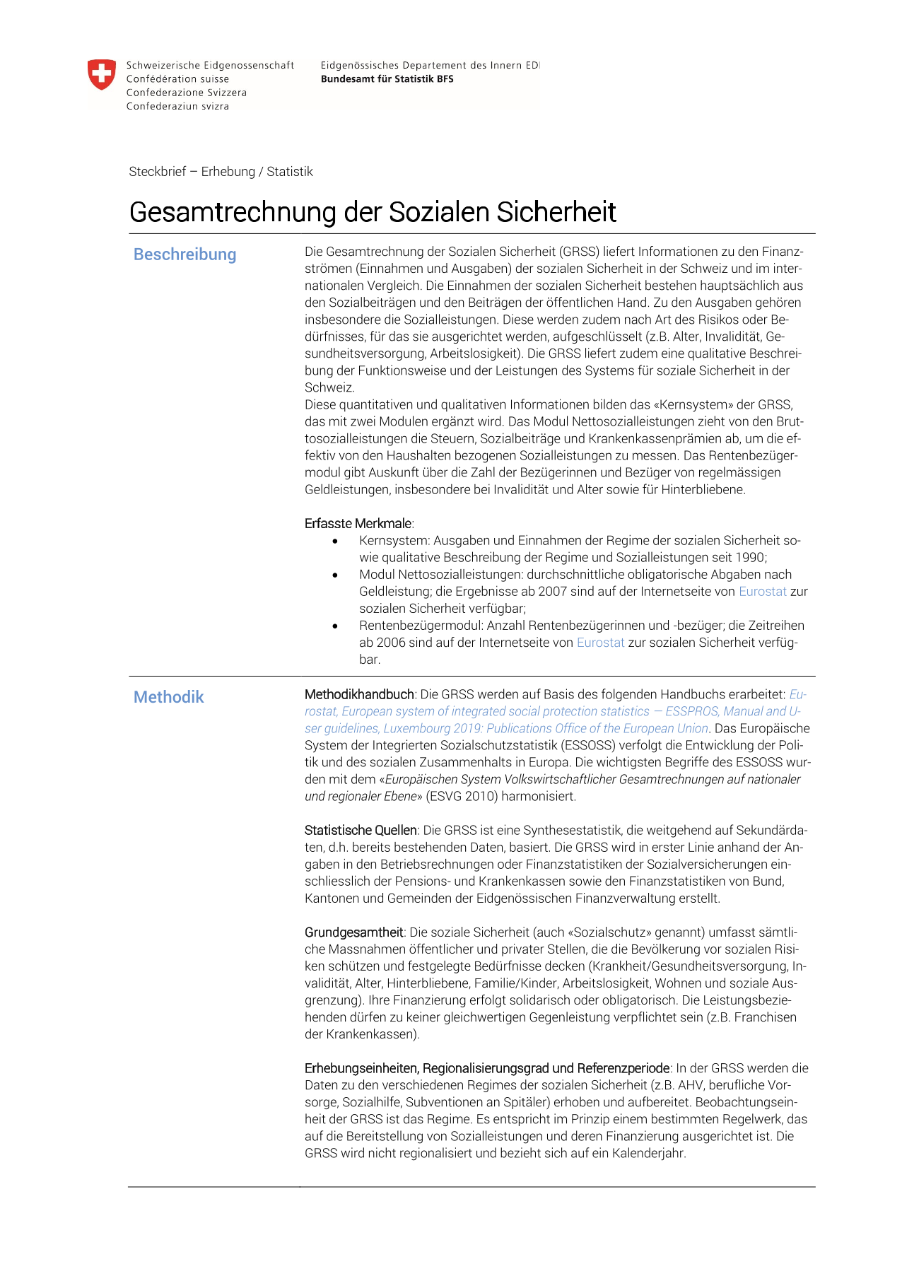 Gesamtrechnung der Sozialen Sicherheit