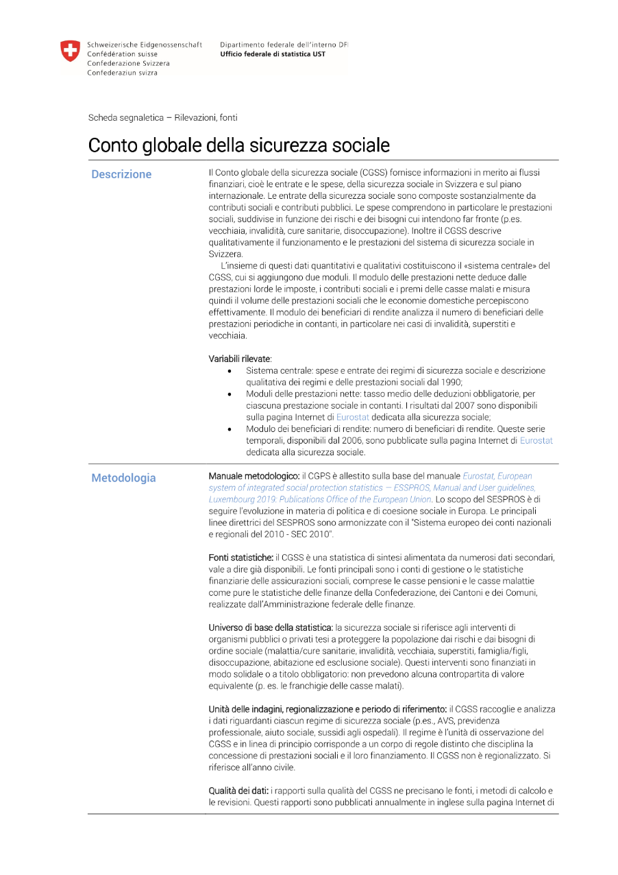 Conto globale della sicurezza sociale