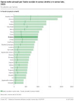 Spese nette annuali per l'aiuto sociale in senso stretto e in senso lato