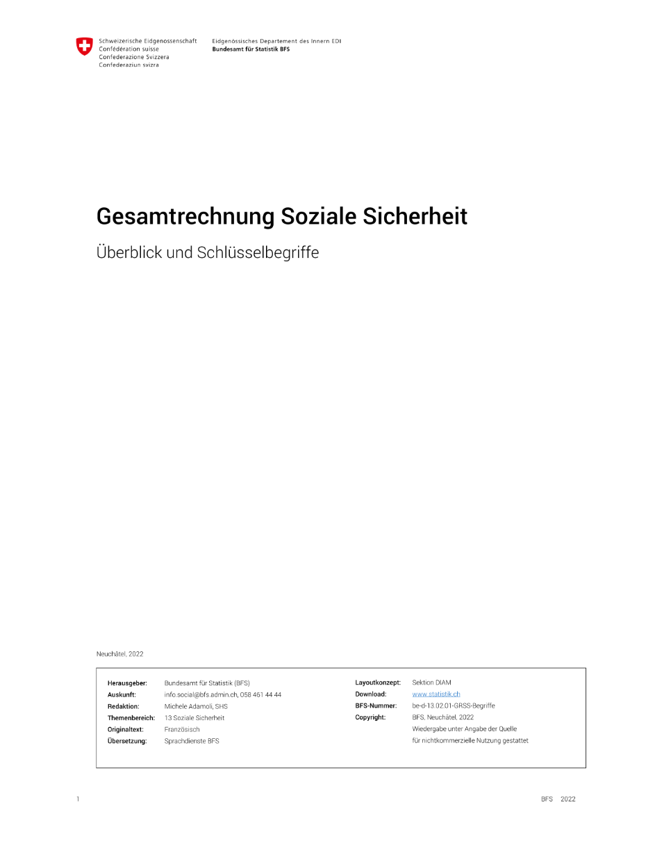 Gesamtrechnung der Sozialen Sicherheit: Überblick und Schlüsselbegriffe