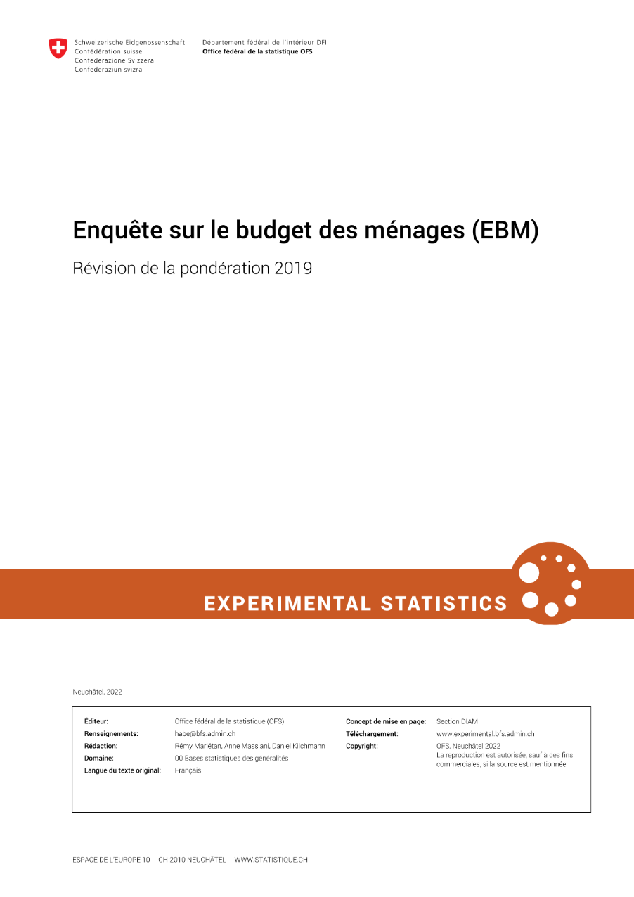 Enquête sur le budget des ménages (EBM) - Révision de la pondération 2019