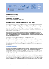 Mehr als 30 300 digitale Straftaten im Jahr 2021