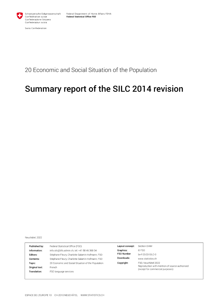 Summary report of the SILC 2014 revision