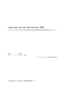Jugements pénaux des mineurs 1986