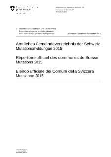Elenco ufficiale dei Comuni della Svizzera - Mutazione 2015