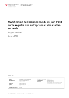 Modification de l'ordonnance du 30 juin 1993 sur le registre des entreprises et des établissements