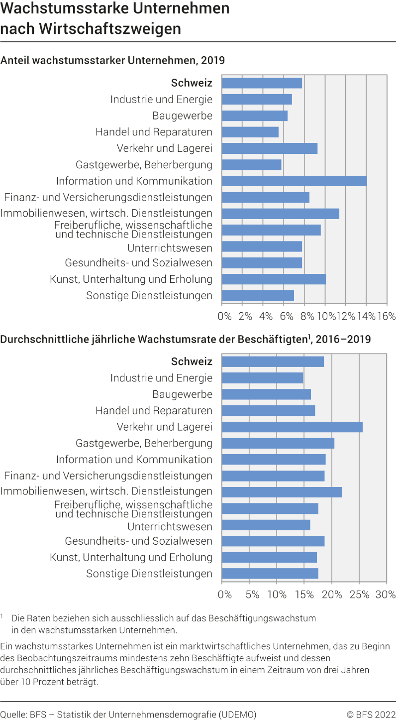 Wachstumsstarke Unternehmen nach Wirtschaftszweigen