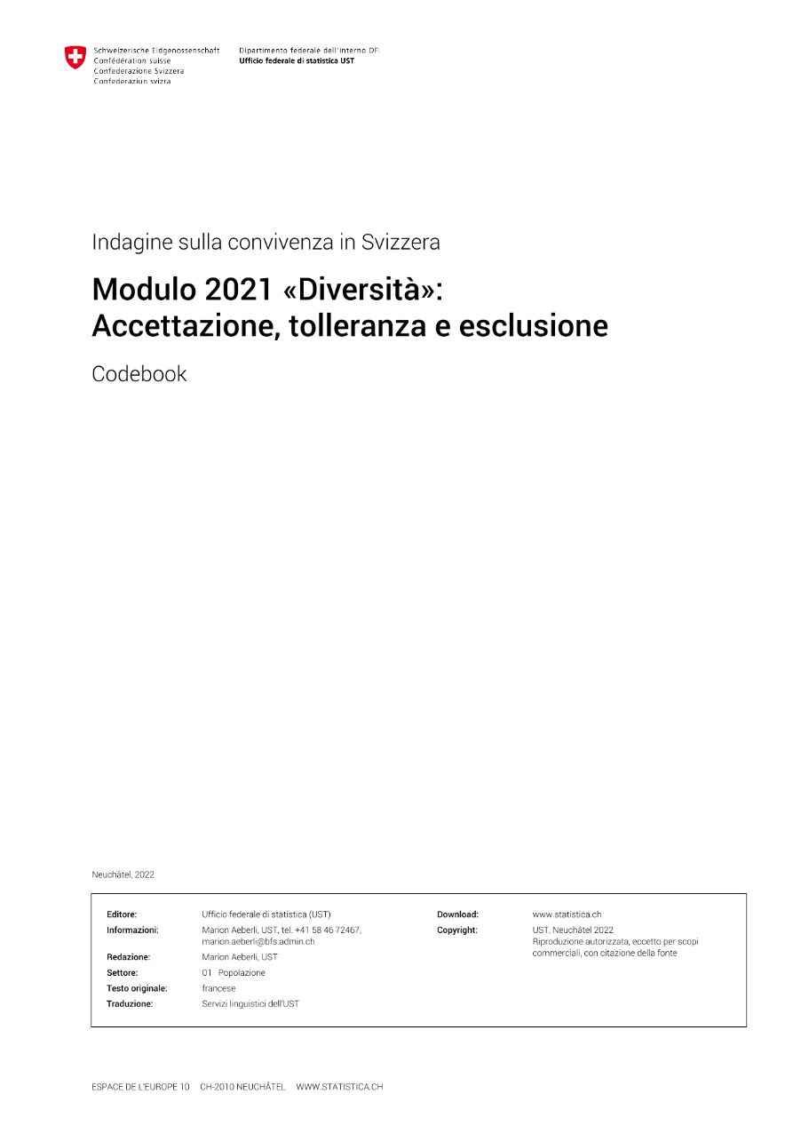 Questionario e Codebook 2021
