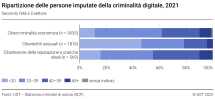 Ripartizione dell'età delle persone imputate secondo i settori della criminalità digitale