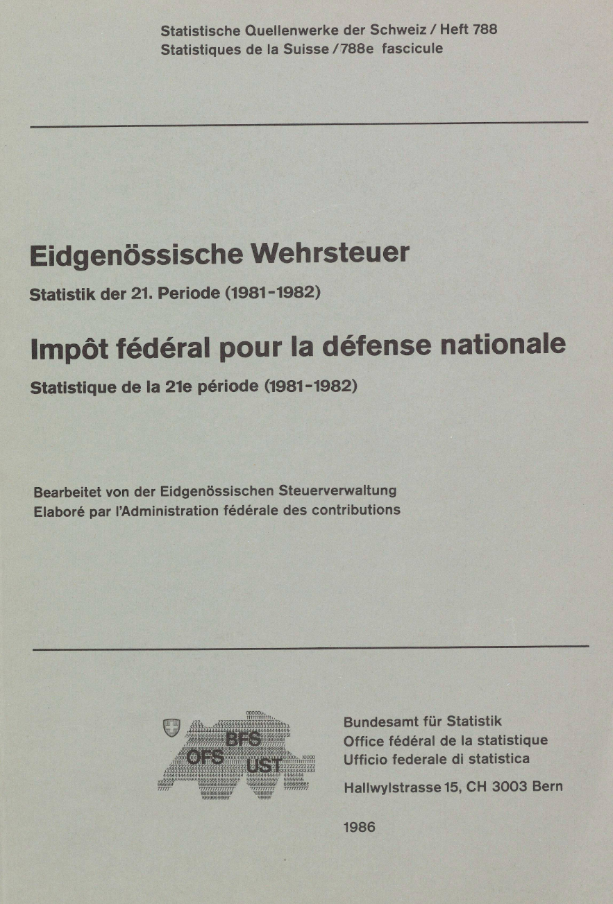 Eidgenössische Wehrsteuer. Statistik der 21. Periode (1981-1982)