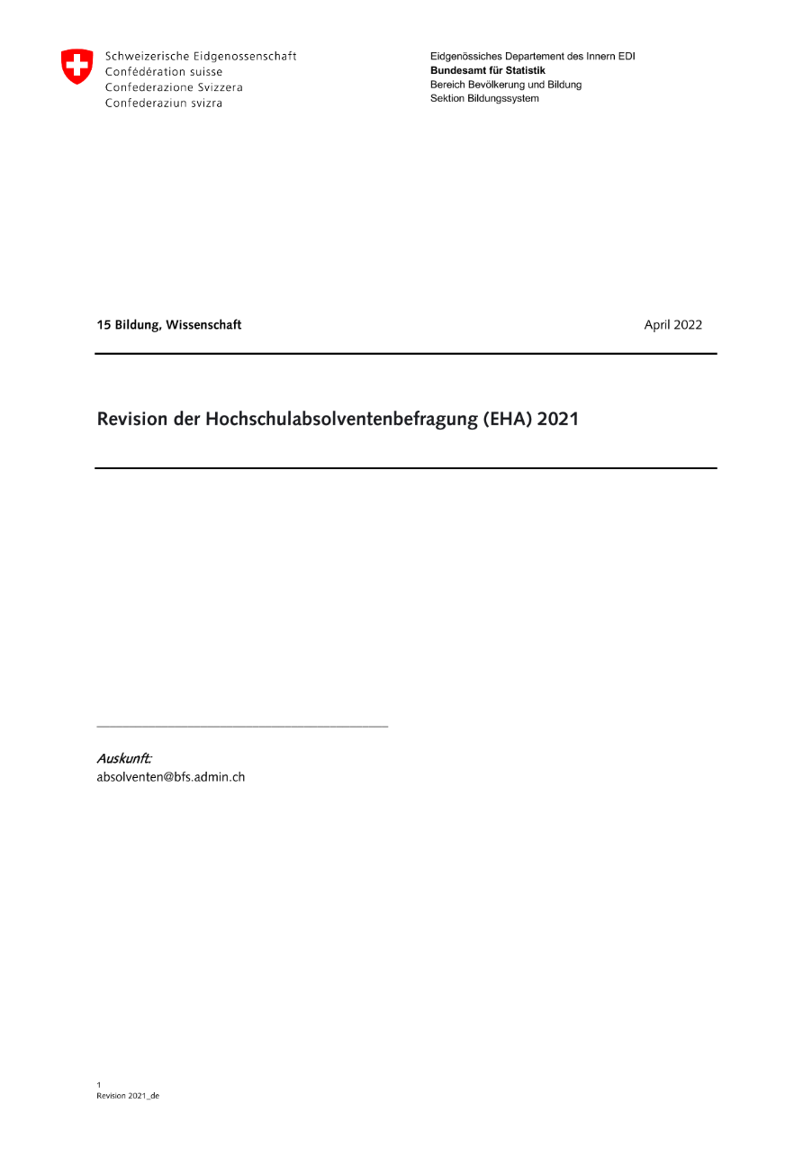 Revision der Hochschulabsolventenbefragung (EHA) 2021