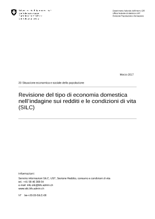 Revisione dei tipi di economia domestica nell'indagine SILC