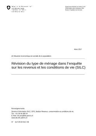 Révision des types de ménage dans l'enquête SILC
