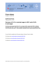 Decrease of 0.2% in nominal wages in 2021 and of 0.8% in real wages