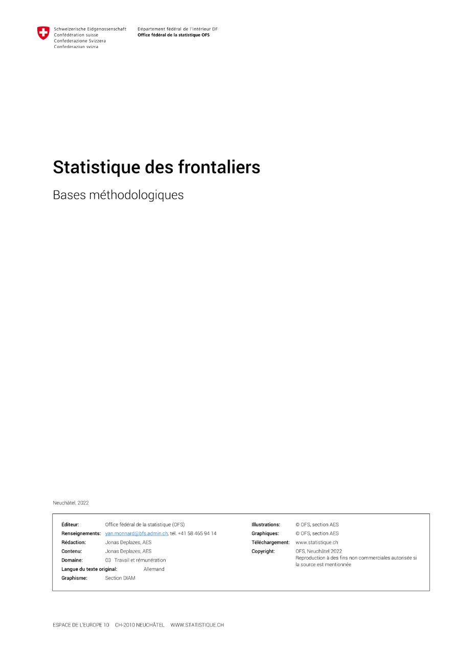 Statistique des frontaliers (STAF) - Bases méthodologiques