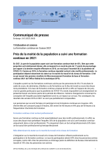 Près de la moitié de la population a suivi une formation continue en 2021
