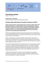 Aumento della coltivazione di cereali in Svizzera nel 2021