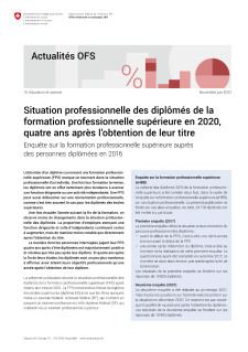 Situation professionnelle des diplômés de la formation professionnelle supérieure en 2020, quatre ans après l'obtention de leur titre
