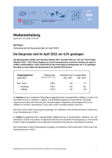 Die Baupreise sind im April 2022 um 4,9% gestiegen