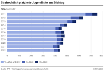 Strafrechtlich platzierte Jugendliche am Stichtag nach Alter