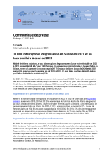 11 000 interruptions de grossesse en Suisse en 2021 et un taux similaire à celui de 2020
