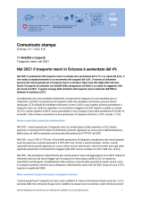 Nel 2021 il trasporto merci in Svizzera è aumentato del 4%
