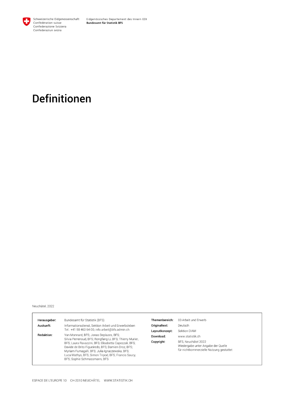 Arbeitsmarktindikatoren 2022 - Definitionen