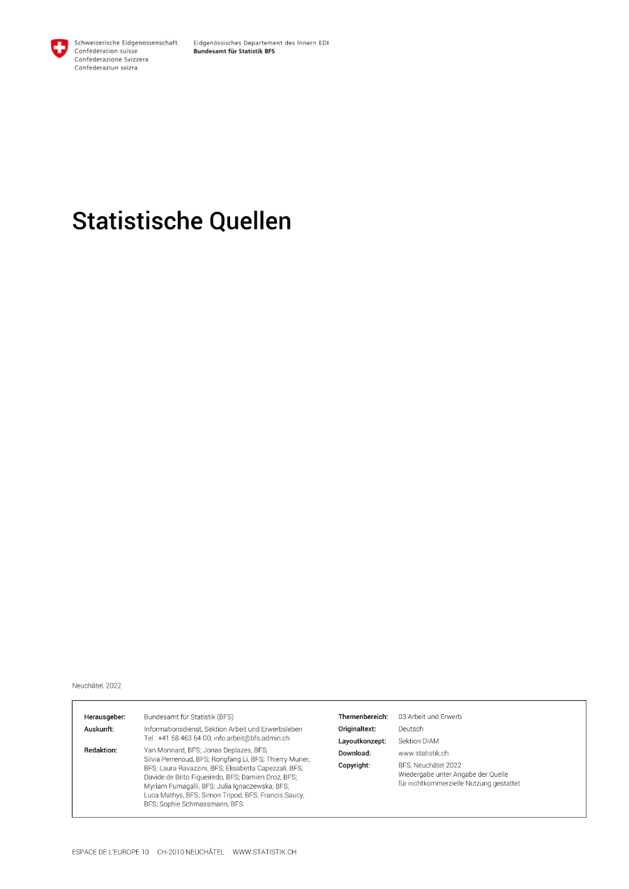 Arbeitsmarktindikatoren 2022 - Statistische Quellen