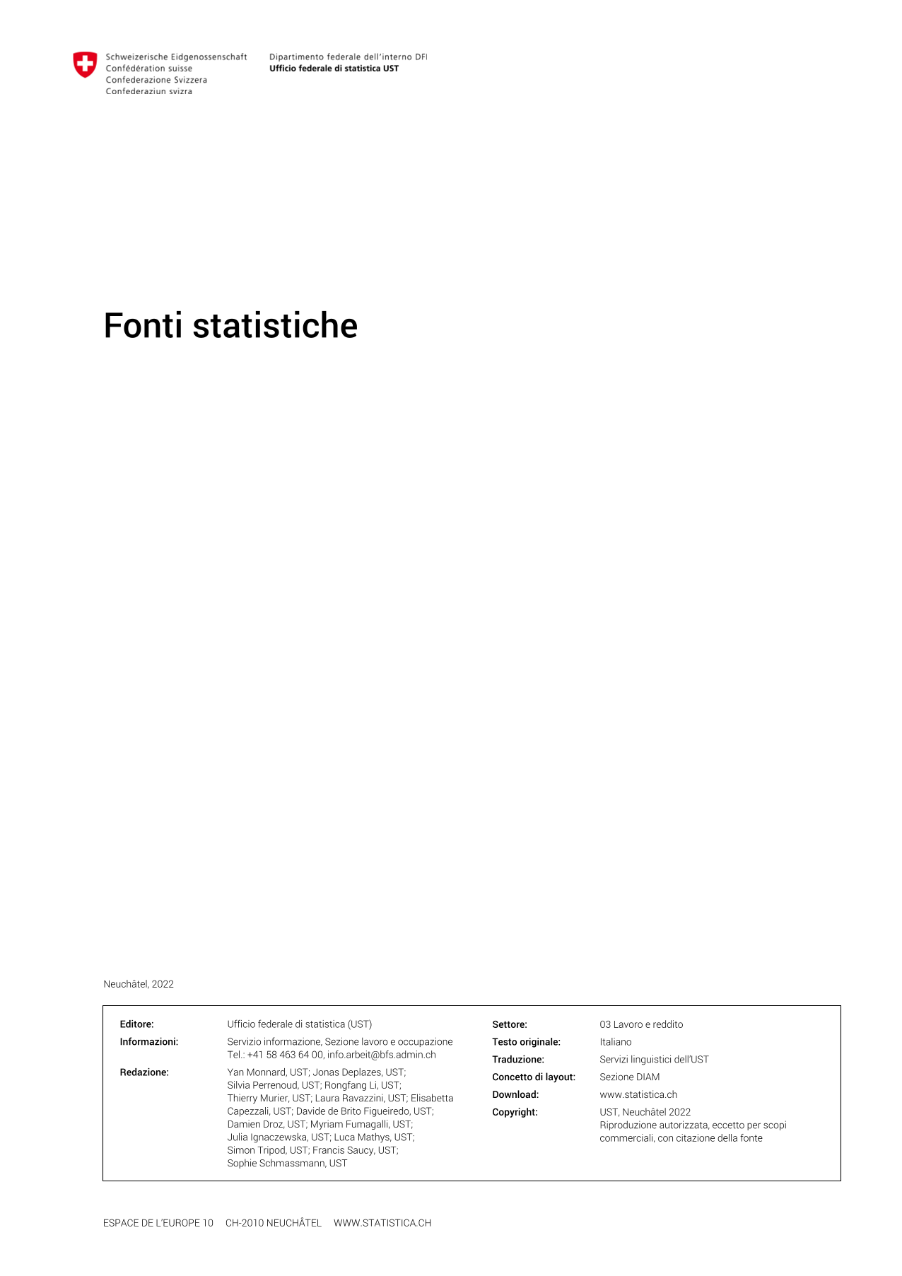Indicatori del mercato del lavoro 2022 - Fonti statistiche