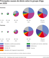 Principales causes de décès selon le groupe d'âge, en 2020