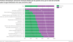 Violence domestique: personnes mineures lésées par les parents et/ou par le reste de la famille selon le type d'infraction et le sexe