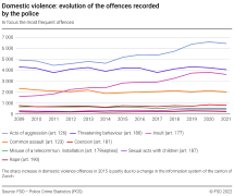 Domestic violence: evolution of the offences recorded by the police - In focus: the most frequent offences