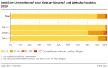 Anteil der Unternehmen nach Grössenklassen und Wirtschaftssektor